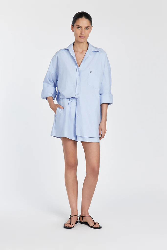 RHEA BLUE OVERSIZED COTTON SHIRT | DISSH