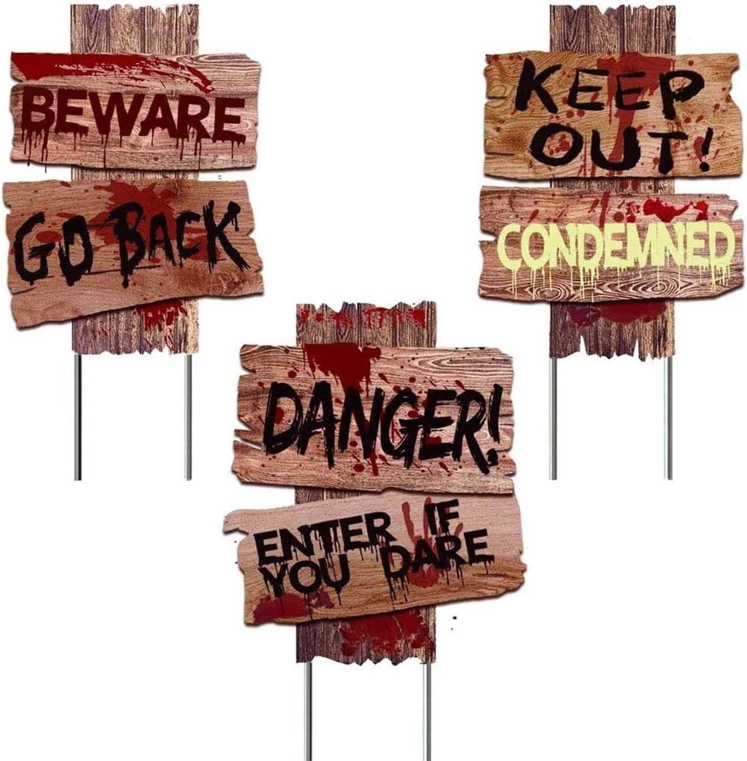 Halloween Decorations, 3 Pack 19" x 16" Yard Signs Stakes Props Outdoor Decor Scary Zombie Vampire Graves Holiday Party Supplies | Amazon (US)