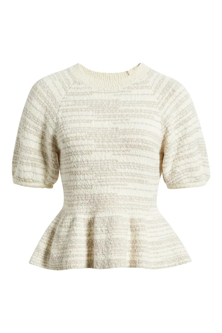 Space Dye Puff Sleeve Cotton Peplum Sweater (Women) | Nordstrom | Nordstrom