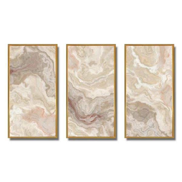 " White Onyx Natural White Marble " 3 - Pieces on Canvas | Wayfair North America