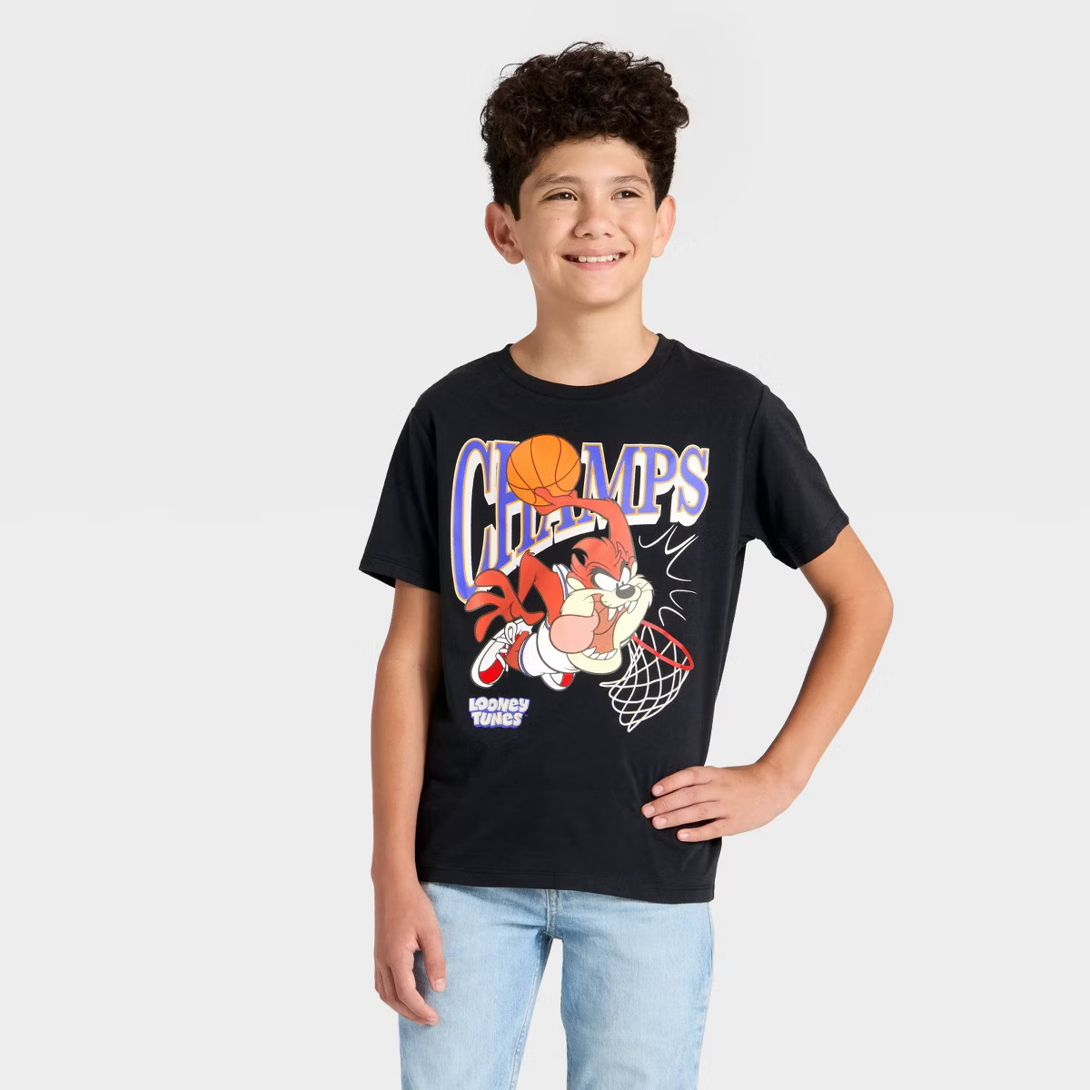 Boys' Looney Tunes Tasmanian Devil Basketball Short Sleeve Graphic T-Shirt - Dark Gray XS | Target