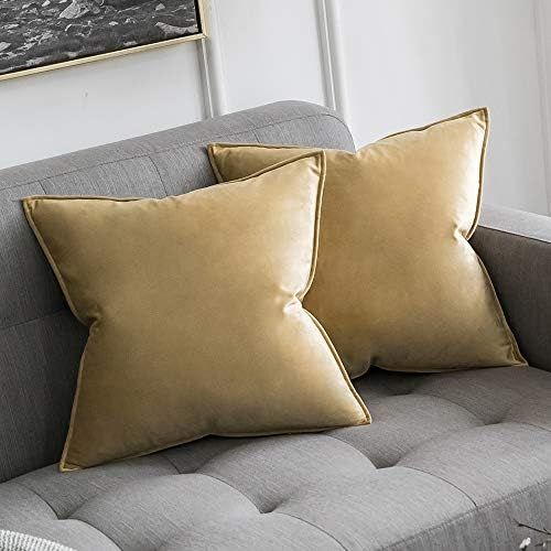 MIULEE Pack of 2 Decorative Velvet Throw Pillow Cover Soft Pillowcase Solid Square Cushion Case f... | Amazon (US)