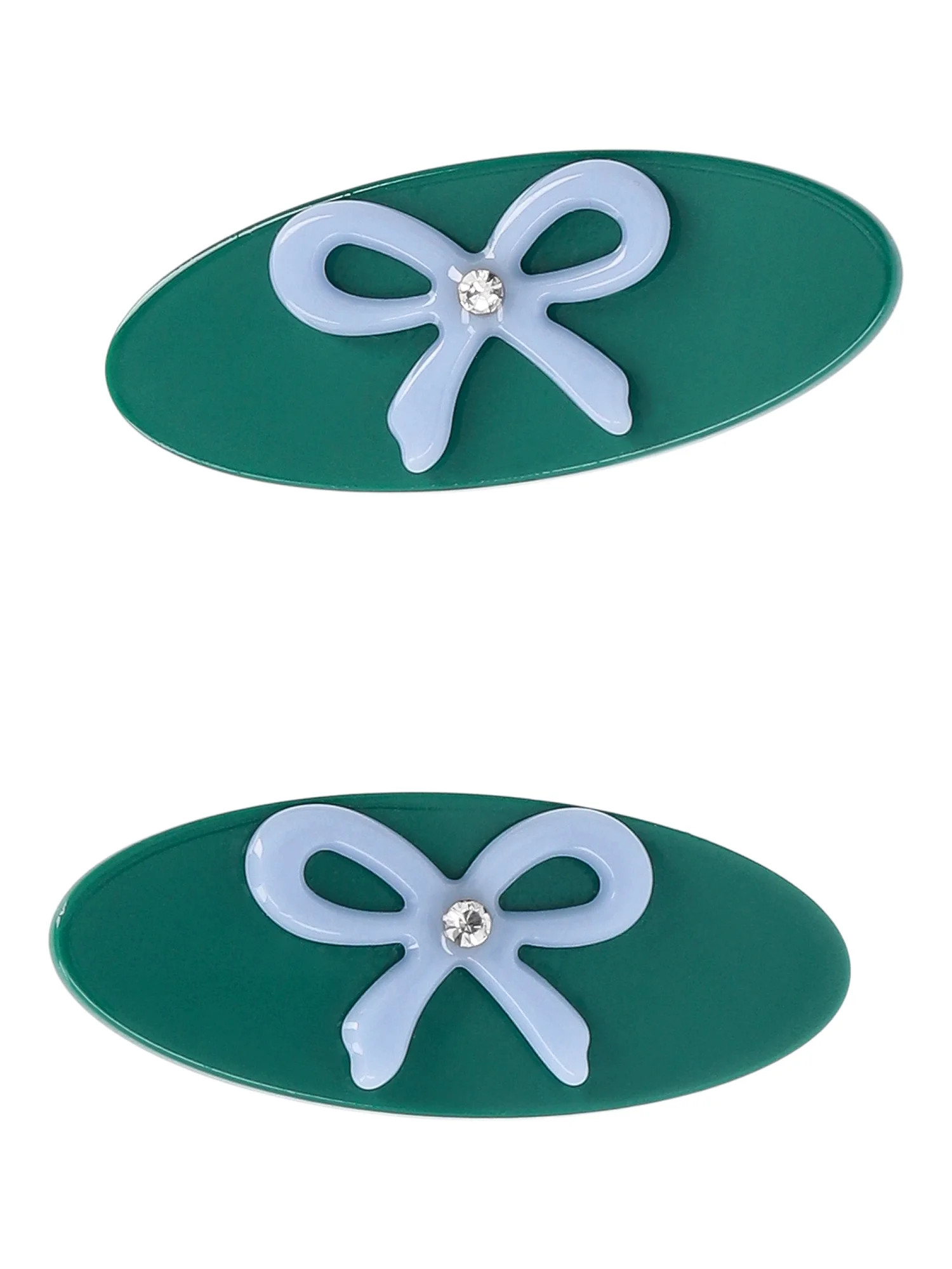 No Boundaries Acrylic Bow Hair Clips, 2-Pack, Green/Blue, Women's | Walmart (US)