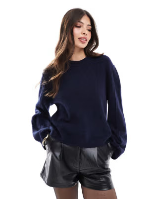 & Other Stories alpaca and wool blend fluffy knit sweater in dark blue | ASOS | ASOS (Global)