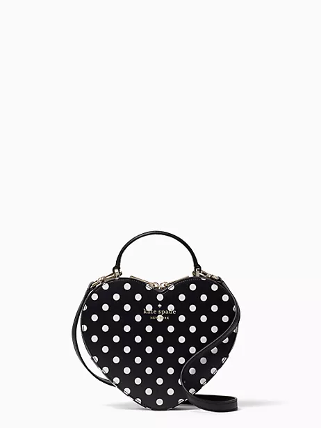 Kate Spade New York Love Shack Flutter Hearts Printed Heart Purse (Black Multi)