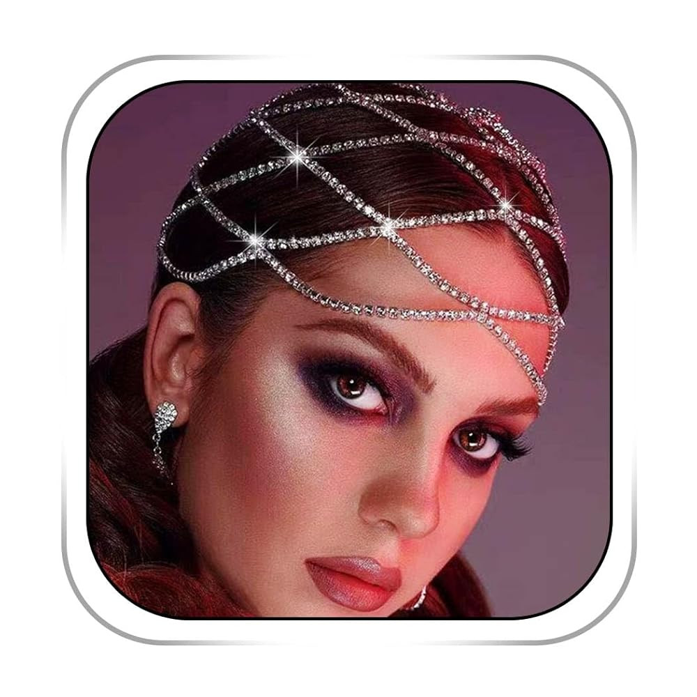 1920s Rhinestone Head Chain Jewelry Flapper Cap Headpieces Costume Hair Accessories for Women | Amazon (US)