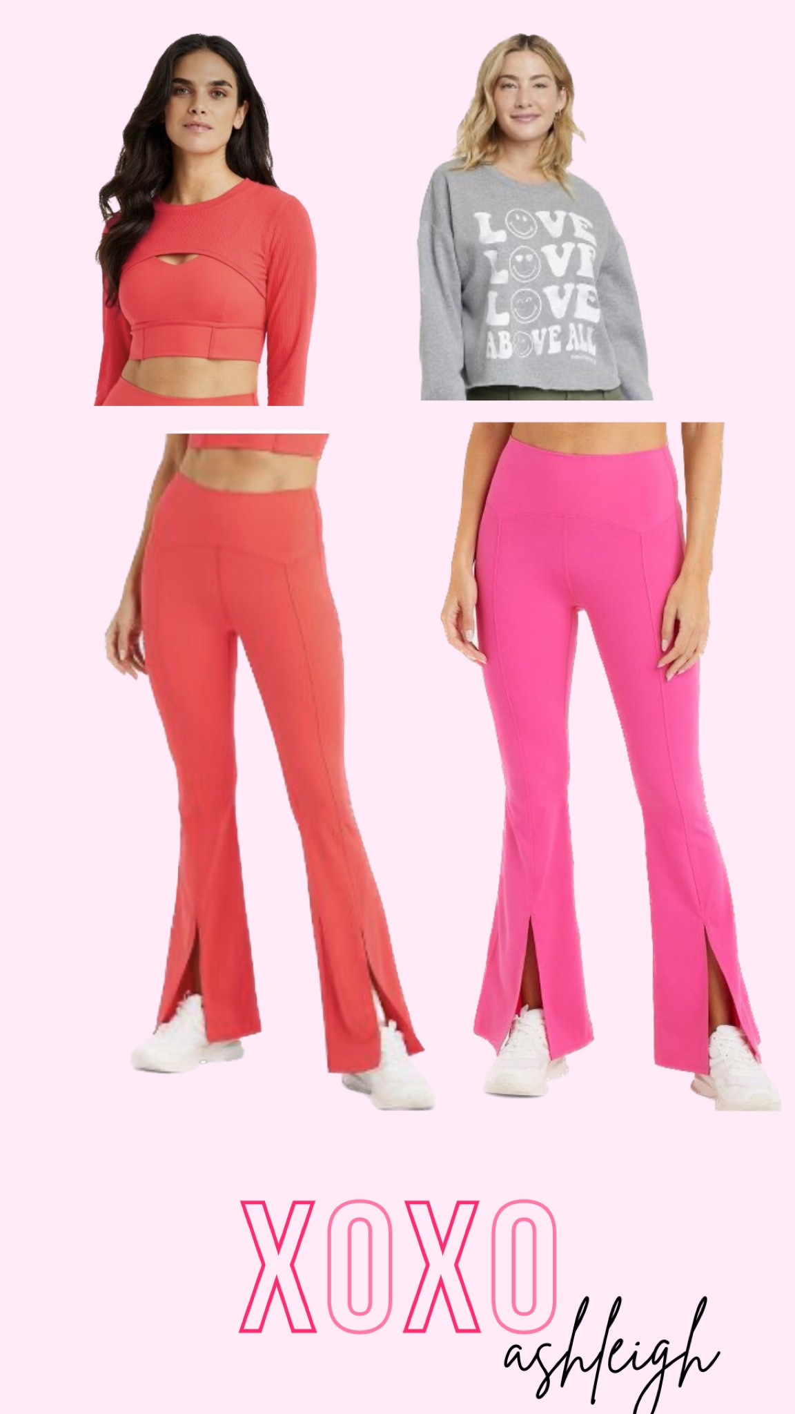 Flared leggings 
Split hem yoga pants
Target finds
Athleisure 
Work out 
Graphic sweater
Pink red
Valentines day

#LTKfit #LTKstyletip