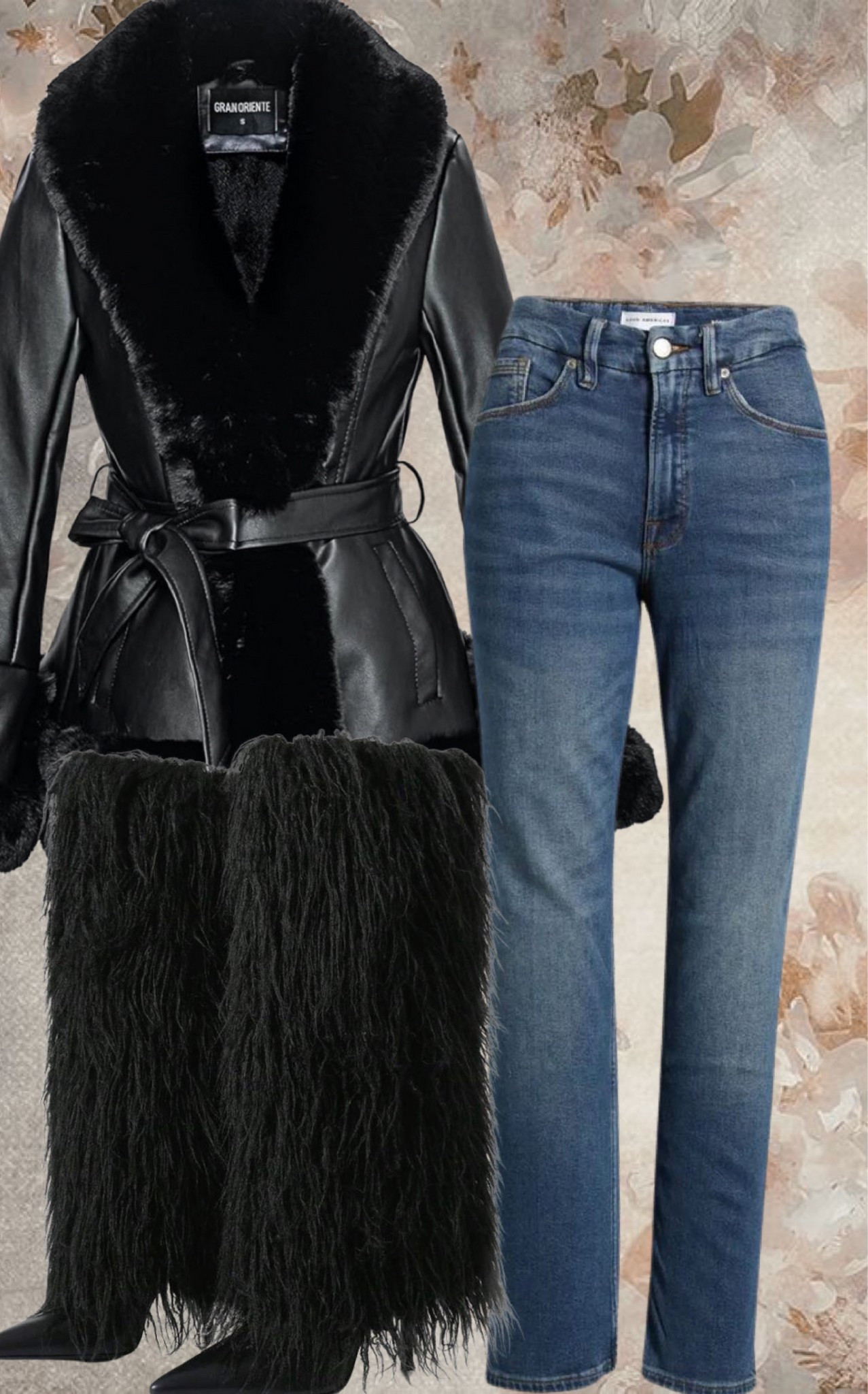 Faux Fur Leather Jacket and jeans - classic winter look 

#LTKOver40 #LTKootd