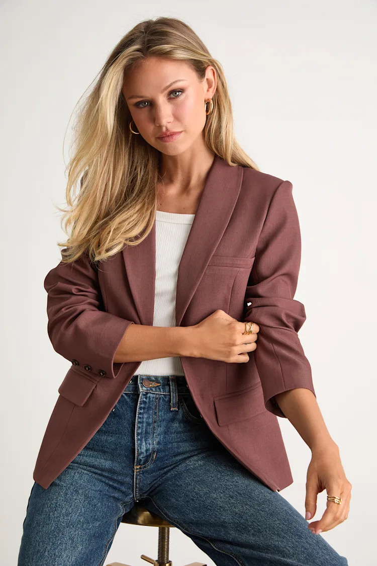 Polished Icon Brown Fitted Blazer | Lulus