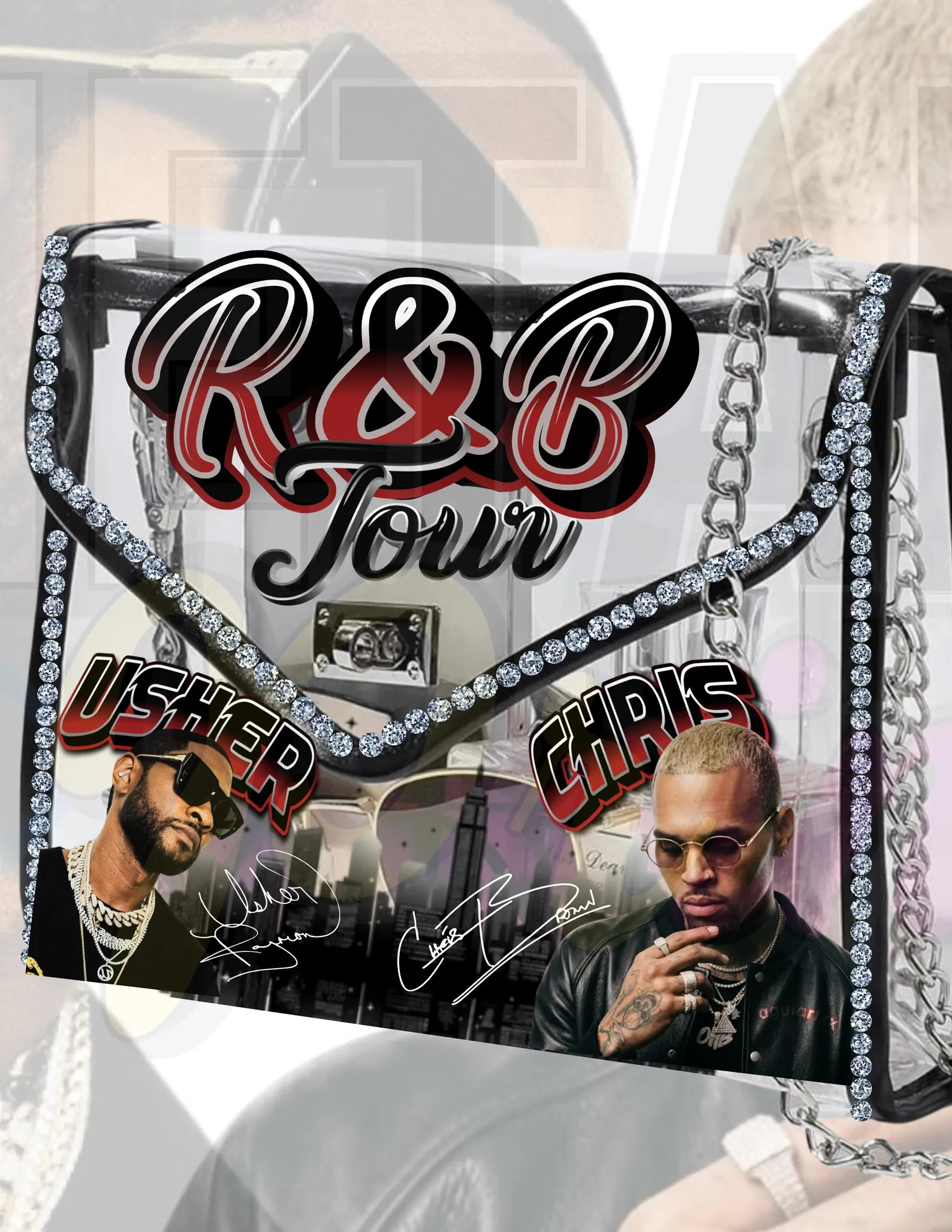 Chris Brown/Usher Rhinestione Concert Purse, R&B Concert Stadium Bag | Etsy (Global)