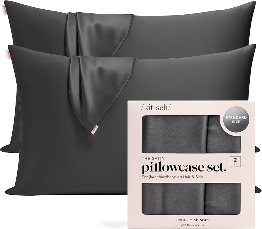Kitsch Satin Pillowcase with Zipper for Hair & Skin, Softer Than Silk Pillow Cases Queen Size Set... | Amazon (US)