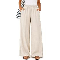 Zylioo Linen Pants Women Tall Pull On Long Length Wide Leg Summer Palazzo Pants with Pockets Casu... | Amazon (US)