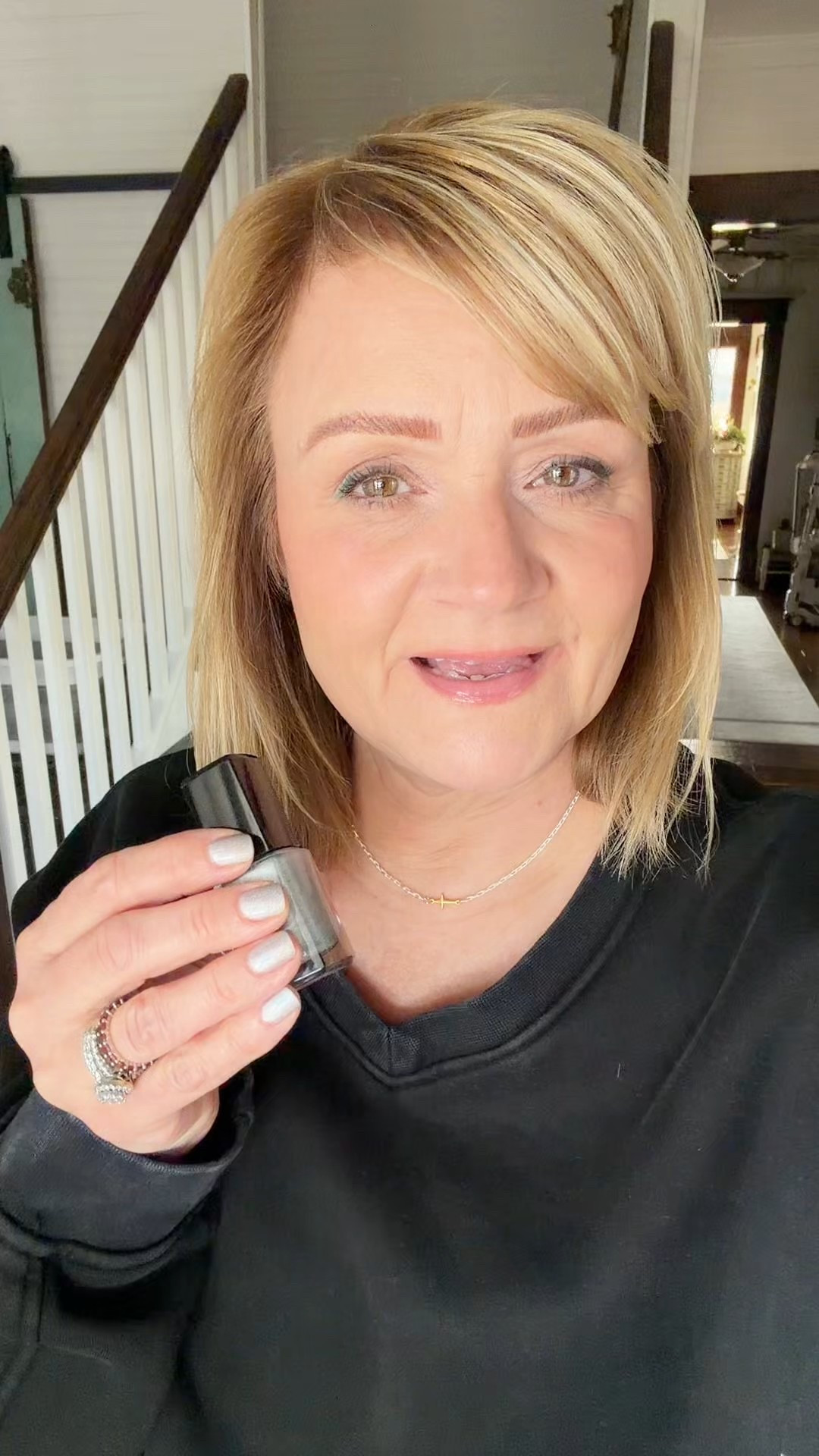 Pretty holiday/winter nail color.  
Silver/shimmer.   One of my nail brands  

#LTKBeauty #LTKOver40