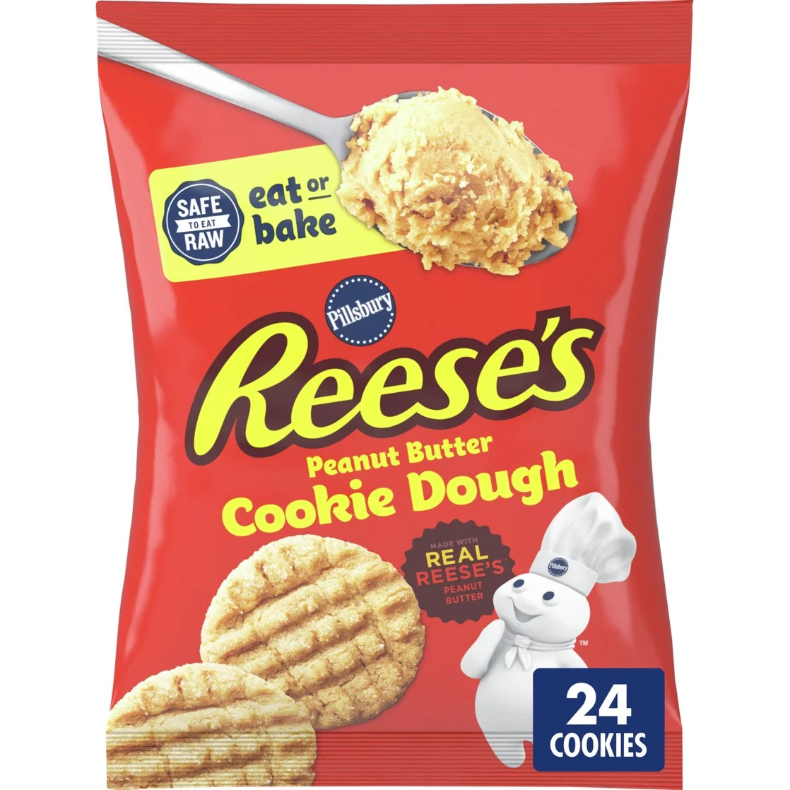 Pillsbury Ready To Bake Refrigerated Cookie Dough, Reese's Peanut Butter, 24 Cookies | Walmart (US)