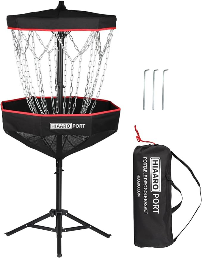 PDGA Approved - HIAARO Portable Disc Golf Basket with 16 Heavy Duty Chains, Foldable Disc Golf Ta... | Amazon (US)