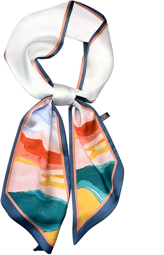 kcctoo 59" Mulberry Silk Like Head Scarf Women's Fashion Square Neck Satin Scarfs for Bag Hair Sc... | Amazon (US)