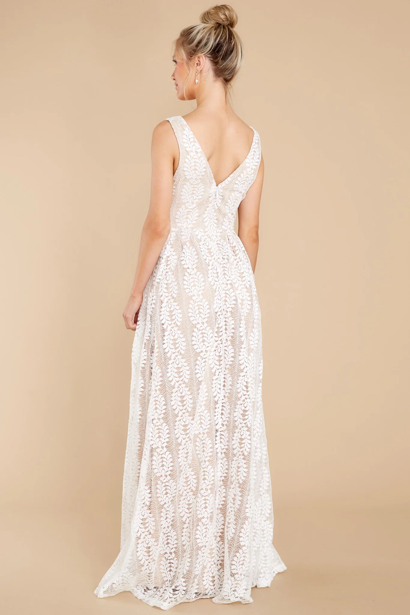 Mesmerized Glance White Lace Maxi Dress | Red Dress 