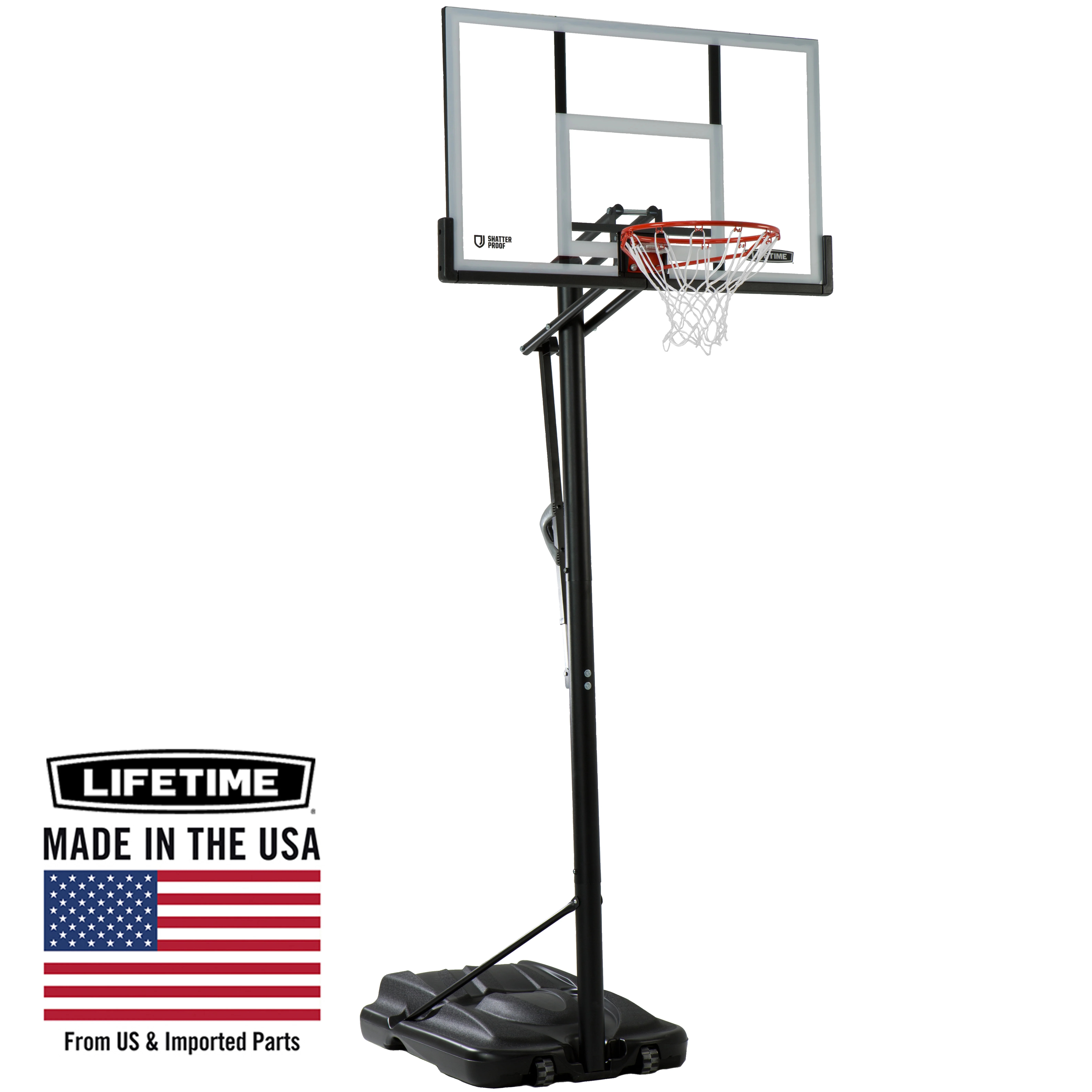 Lifetime New Adjustable Portable Basketball Hoop, 54 inch Polycarbonate (90631) | Walmart (US)