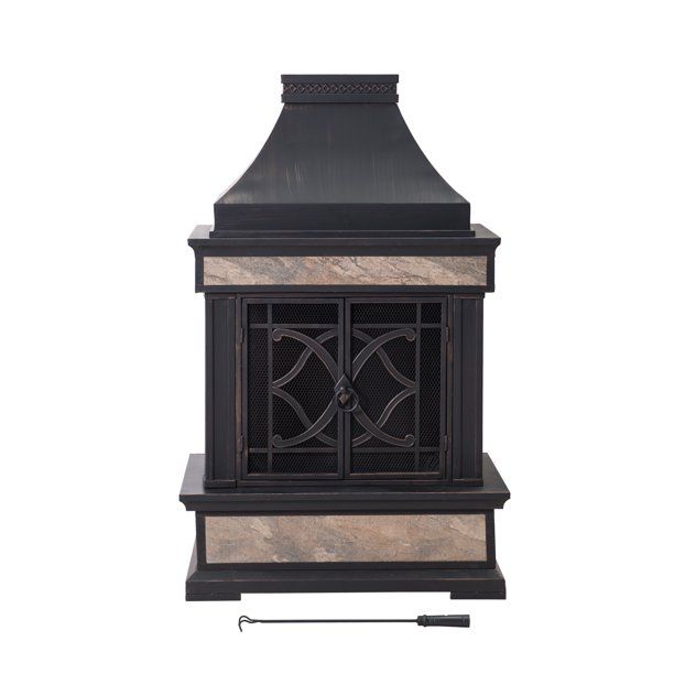 Sunjoy Cole Wood Burning Fireplace - Black | Walmart (US)