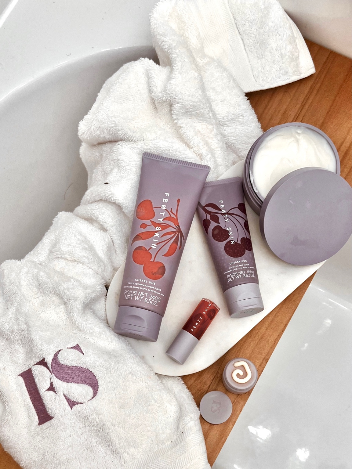 Fenty Skin Spa Day🍒[Save For Inspo]

Had a self care spa day with @fentyskin celebrating their new additions to the Cherry range. The amazing afternoon was hosted at luxury spa @aguaspaldn & I received a custom facial for the ultimate glowy Fenty face base!

Products used during my gifted treatment:
- Total Cleans’r (remove it all)
- Cherry dub superfine daily cleansing scrub
-  Fat water hydrating milky toner
- Hydra Vizor Broad spectrum spf30 moisturiser
- Cherry lip oil

Please… peep the glow!! 😶‍🌫️💕
Thank you so much for having me Fenty Family & I can’t wait to try these products in my routine at home!! 🙌🏾💕

#fentyskin #spaday #londonspa #selfcareroutine #selfcareday #spafacial #fentyface #cherrydub #glowingskincare #wellnessuk #skincare #skinfluencer

#LTKeurope #LTKbeauty