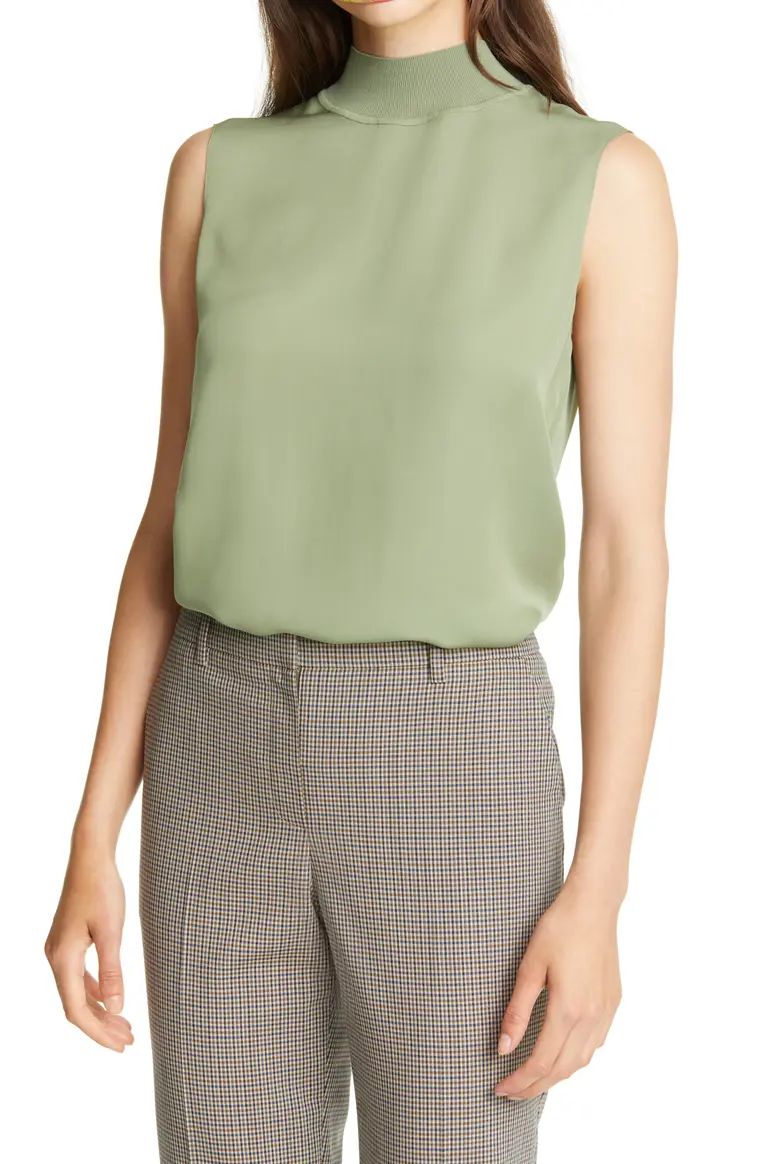 Rib Neck Silk Shell | Nordstrom