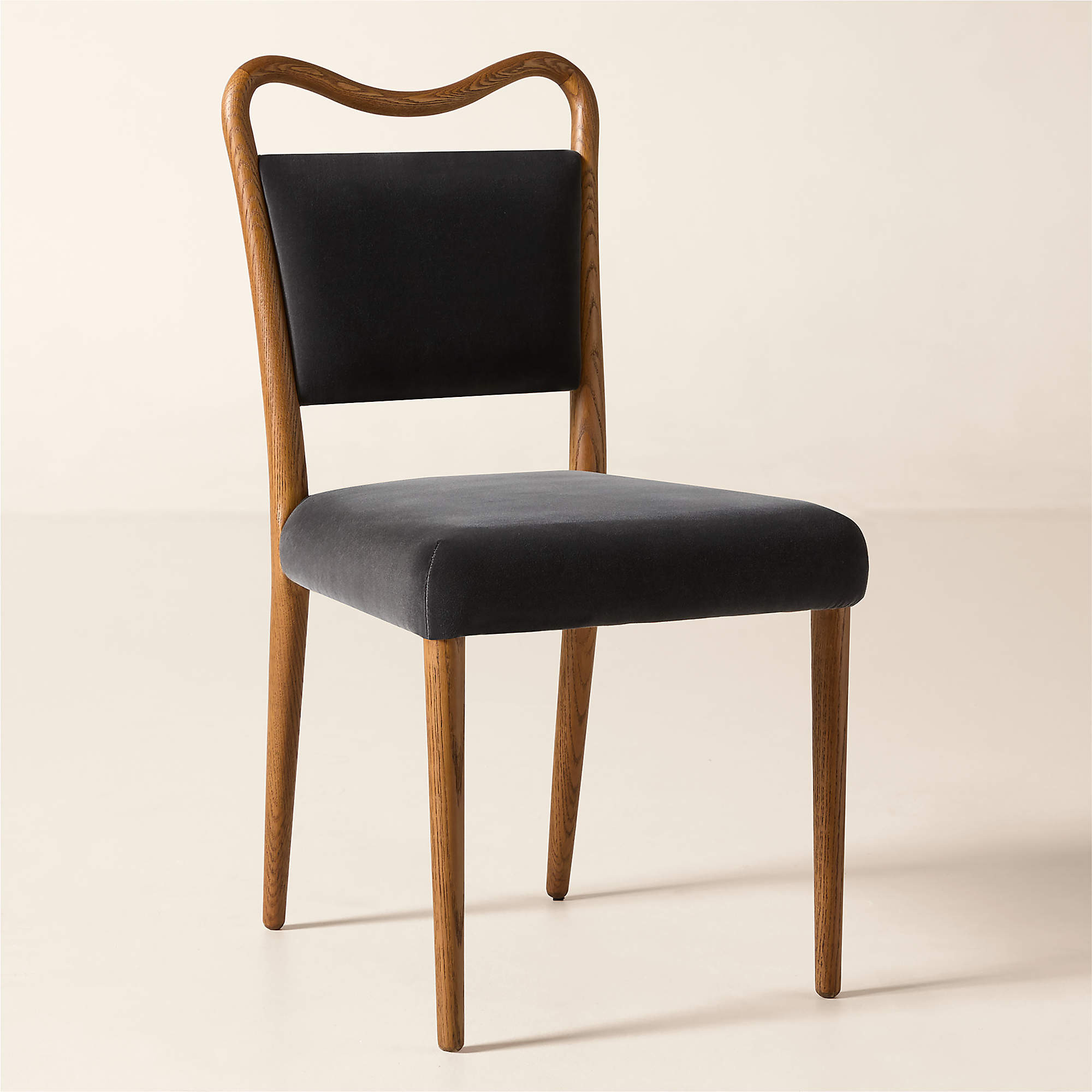 Monte Oak Wood and Rose Velvet Dining Chair + Reviews | CB2 | CB2