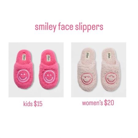 Kids house shoes. Youth smiley face slippers. Women’s pink fuzzy slippers. 

#LTKfamily #LTKunder50 #LTKkids