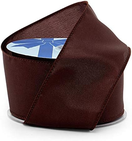Brown Wired Satin Ribbon 2 1/2" X 25 Yards | Amazon (US)