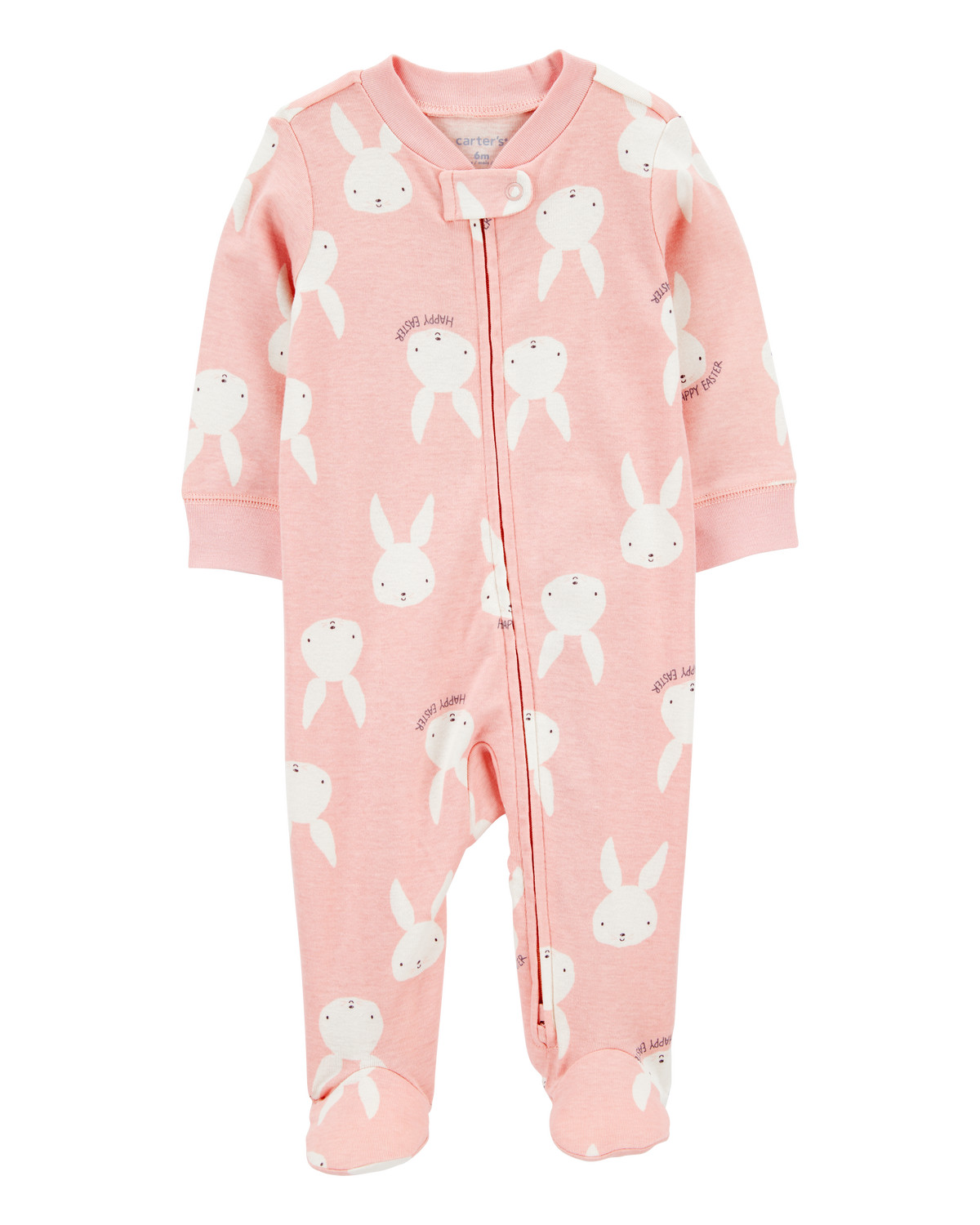 Baby Bunny 2-Way Zip Cotton Sleep & Play Pajamas - Pink | Carter's Inc