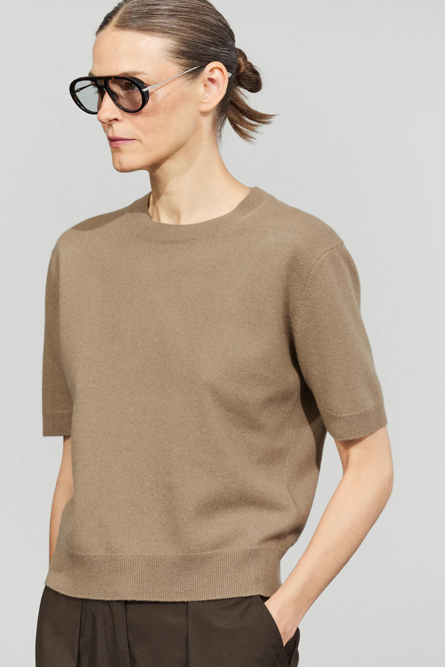 Short sleeve wool blend knit sweater | Massimo Dutti US