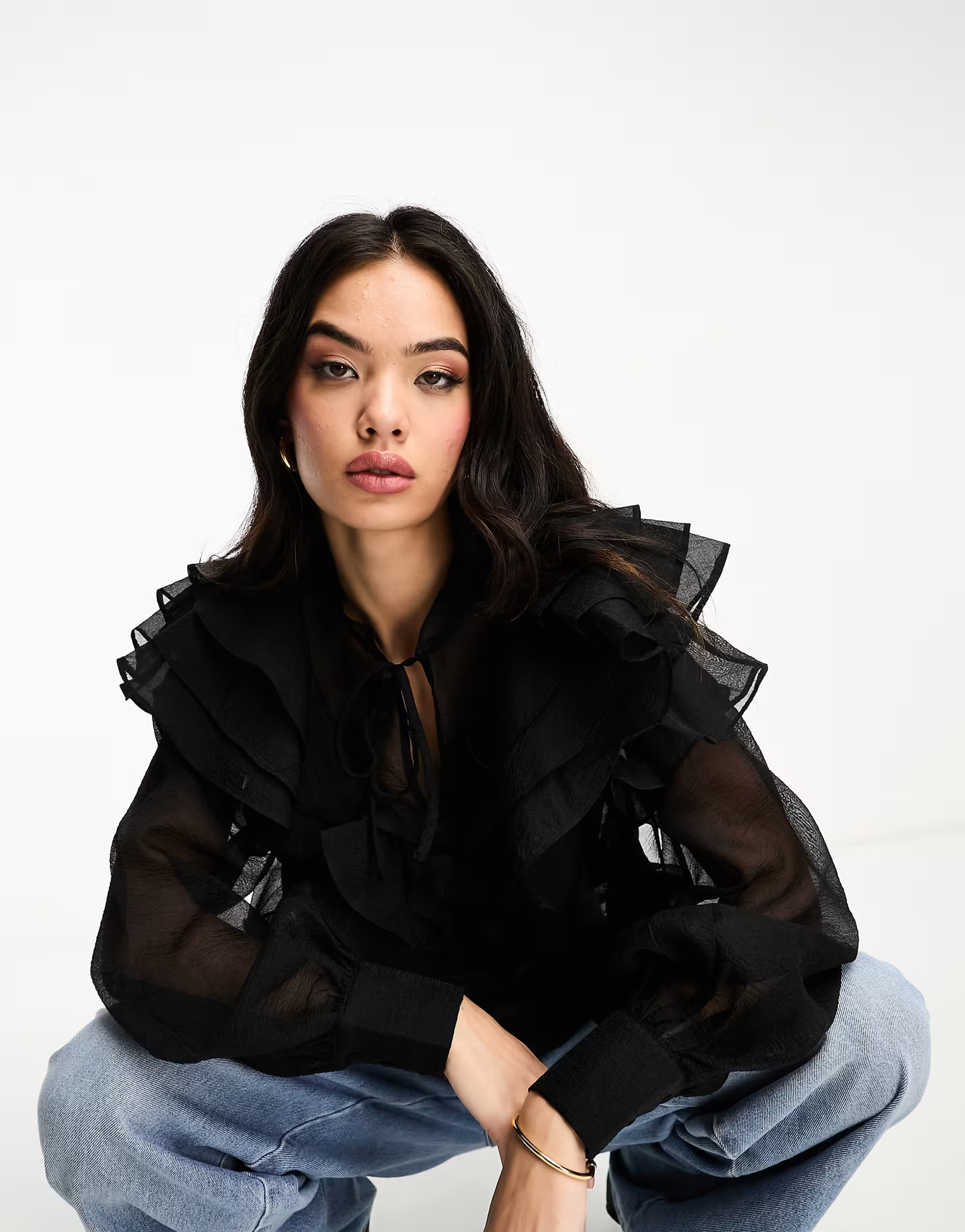 & Other Stories ruffle blouse in black | ASOS | ASOS (Global)