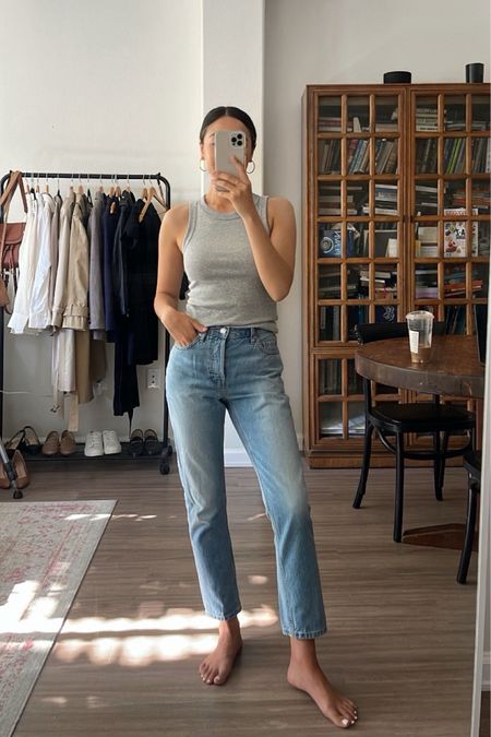 summer outfit casual outfit 

Brightside tank xs - linked to similar styles 
Similar jeans linked from madewell and everlane - I recommend sizing down in both 

#LTKSeasonal #LTKStyleTip