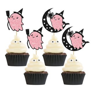 24Pcs Pink Halloween Cupcake Toppers Pink Ghost Little Boo Cake Toppers Decorations for Pink Girl... | Michaels Stores