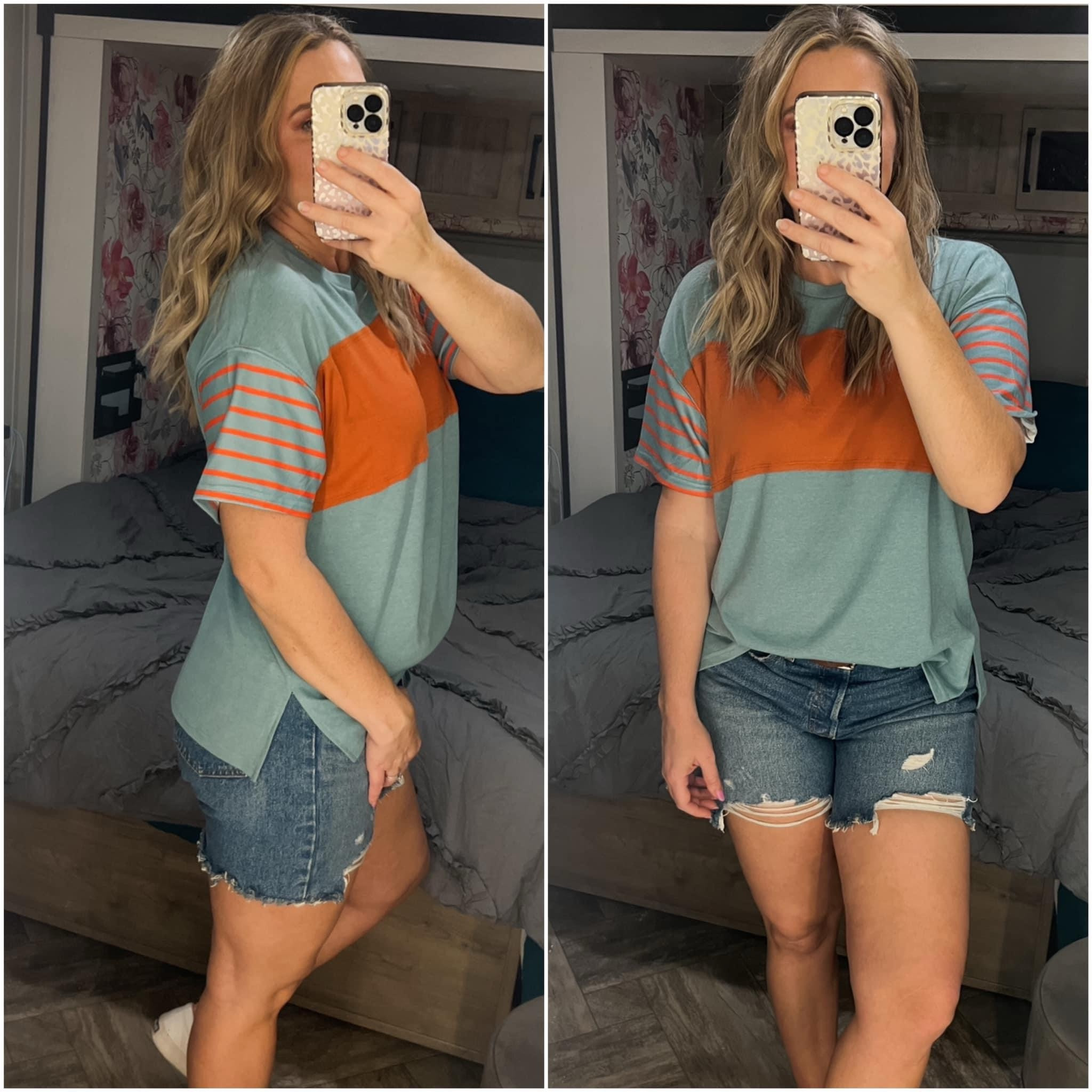 I love this shirt! Slightly oversized with longer sleeves just like I like it! It currently has a coupon dropping it to around 💲14!  TTS I’m in the Medium. 