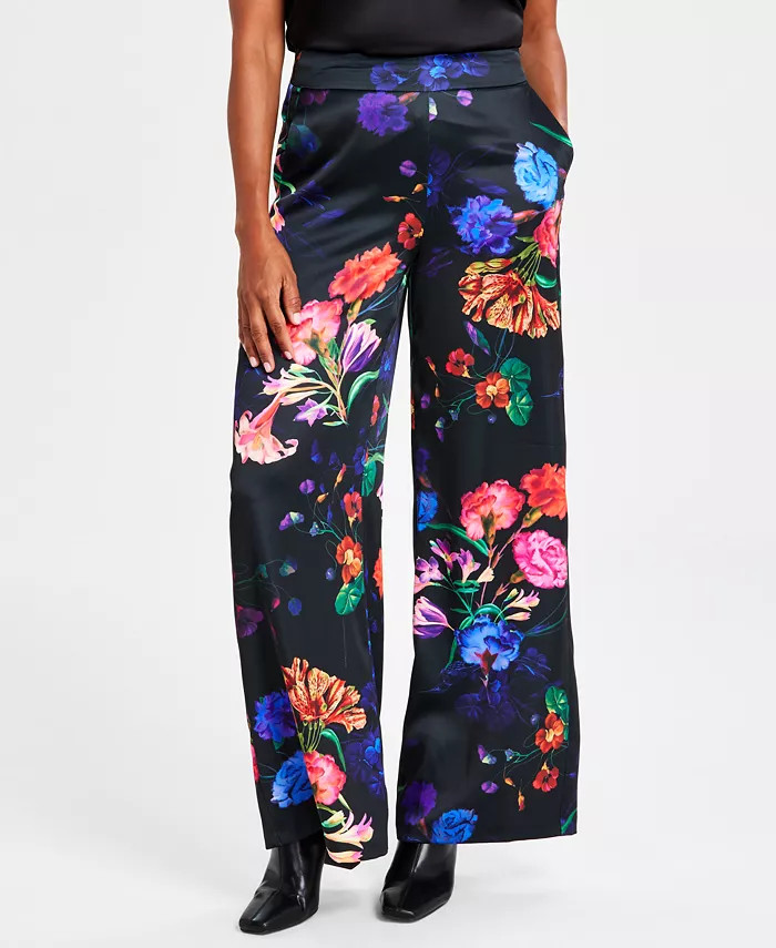 I.N.C. International Concepts Women's Printed Wide-Leg Satin Pants, Created for Macy's - Macy's | Macy's