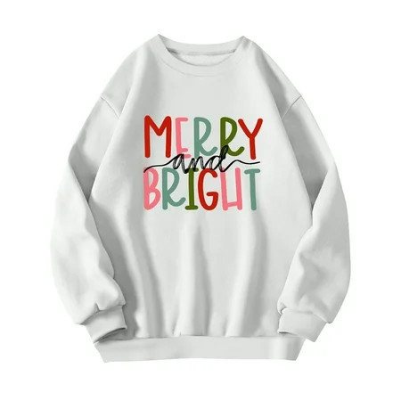 Women's Merry and Bright Christmas Sweatshirt Cozy Holiday Pullover for Festive Winter Season | Walmart (US)