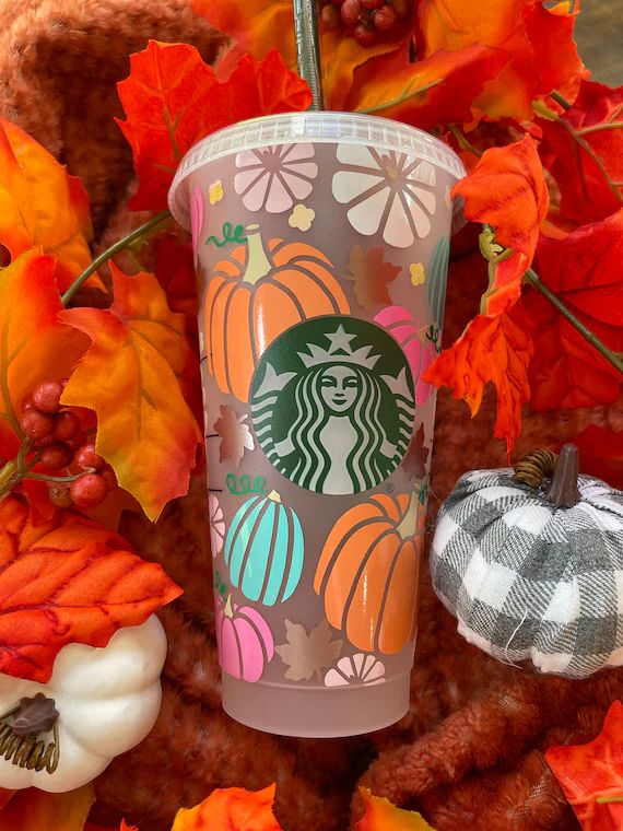 Pumpkin Starbucks Cup | Fall Starbucks Cup | Autumn Starbucks Cup | Starbucks Cup | Etsy (US)