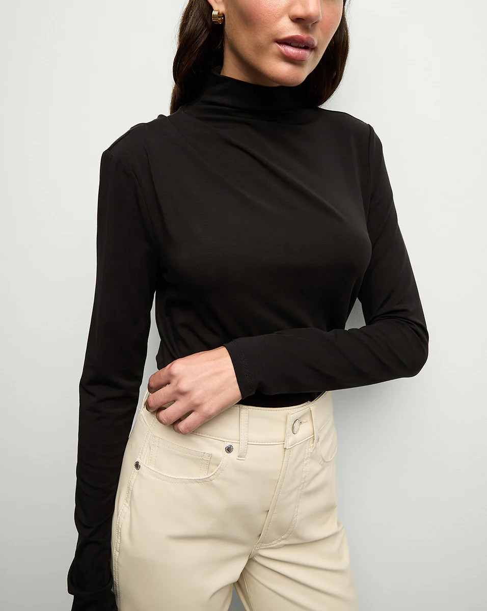 Veronica Beard Mylie Mock-Neck Top Black | Veronica Beard