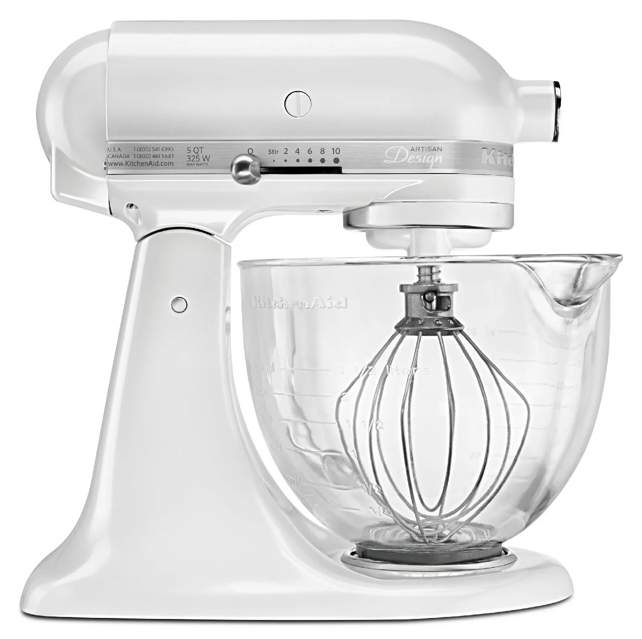 KitchenAid KSM155GBFP Artisan Design Series 5 Quart Tilt-Head Stand Mixer with Glass Bowl, Froste... | Walmart (US)