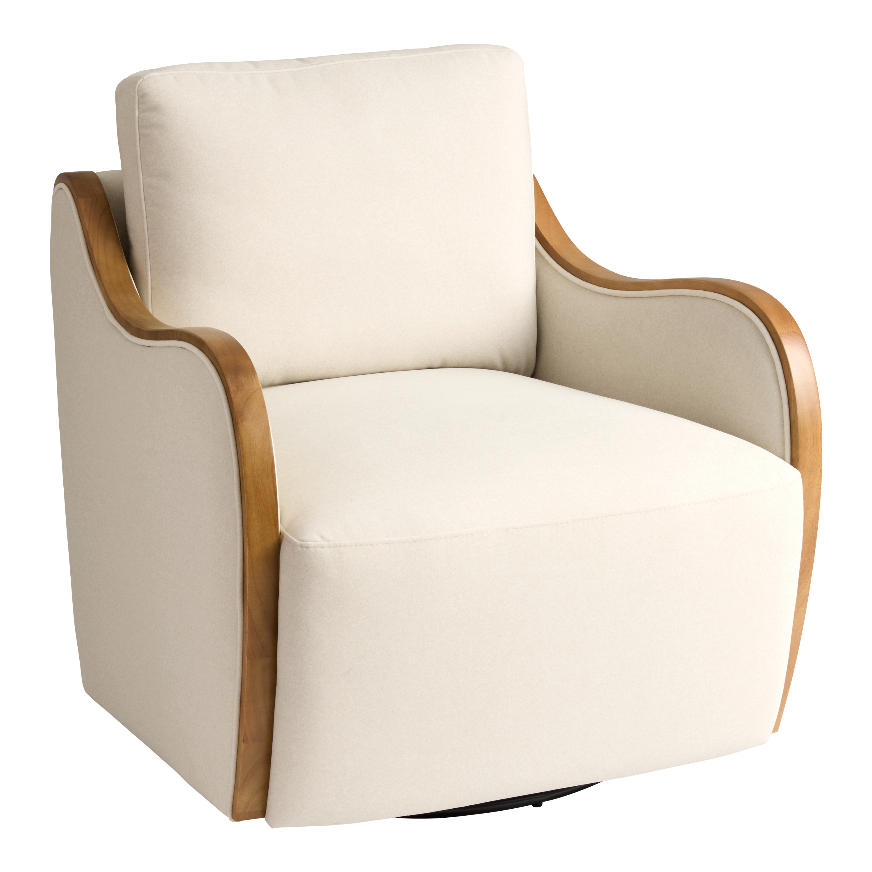 Wilkins Faux Mohair Swoop Upholstered Swivel Chair | World Market