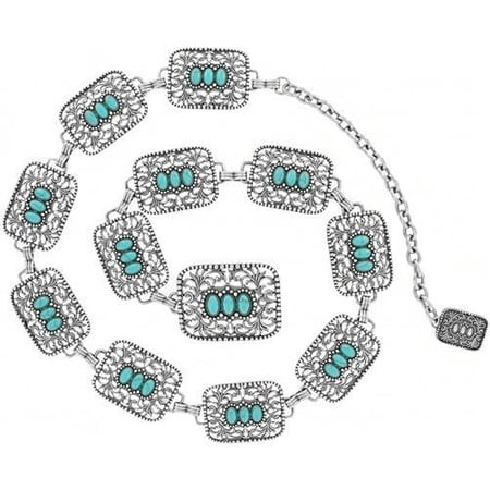 Women s Tony Lama Fox Creek Concho Silver & Turquoise Chain Belt Small C51071 | Walmart (US)