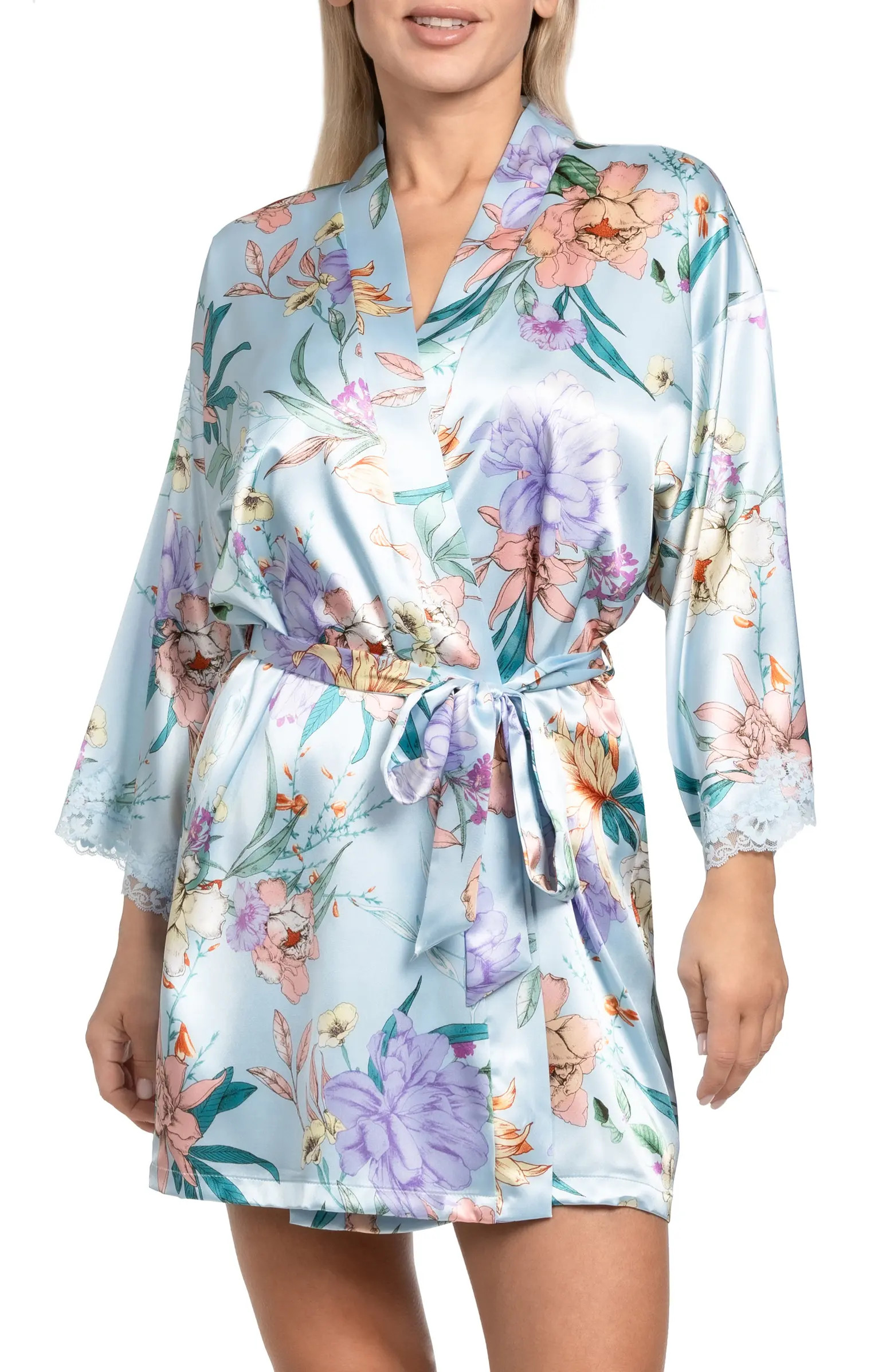 In Bloom by Jonquil Josie Lace Trim Stretch Satin Robe | Nordstrom | Nordstrom