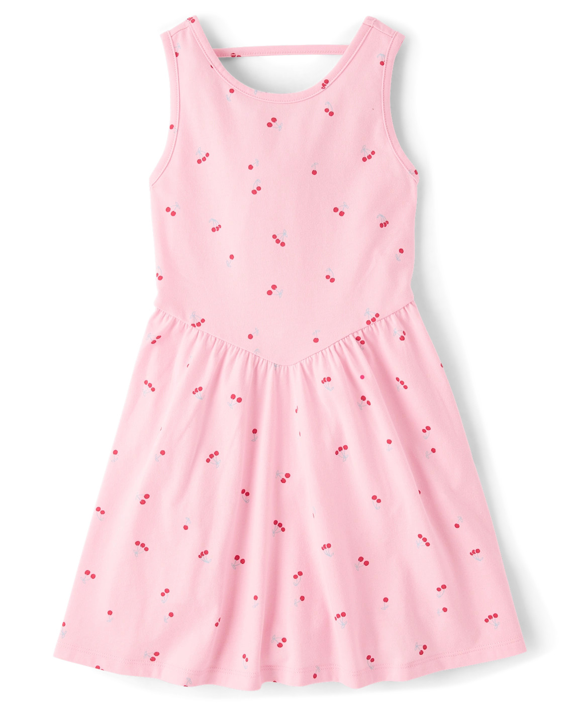 Girls Cherry Bar Back V-Waist Dress - pink | The Children's Place