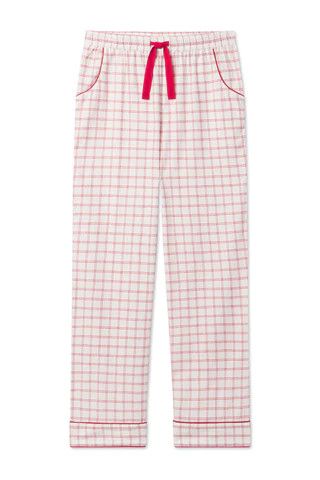 Men's Flannel Piped Pants in Scarlet Windowpane | Lake Pajamas