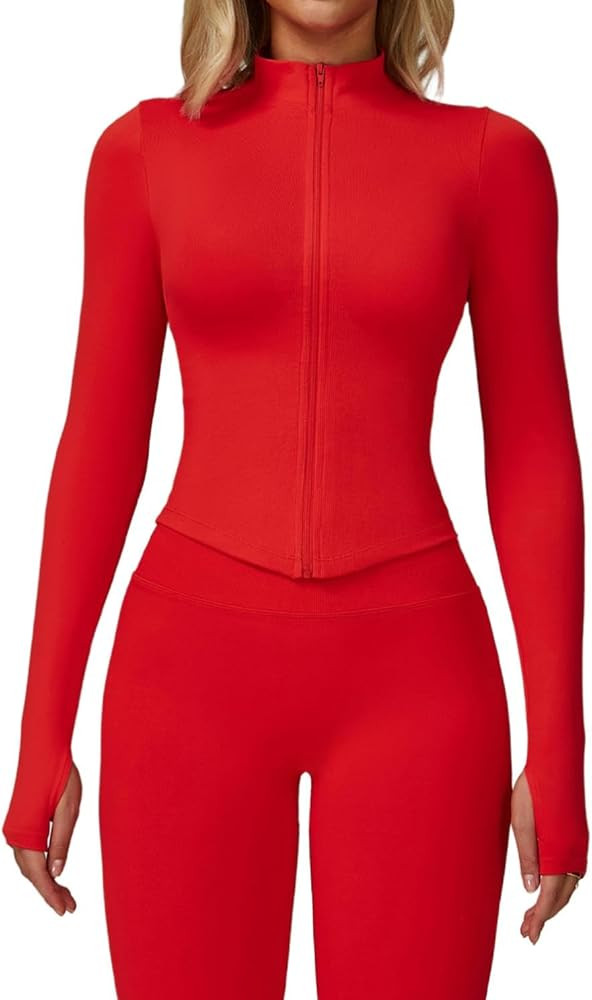 Gofusome Women's Lightweight Active Jacket Full Zip Mock Neck Workout Running Yoga Athletic Outer... | Amazon (US)
