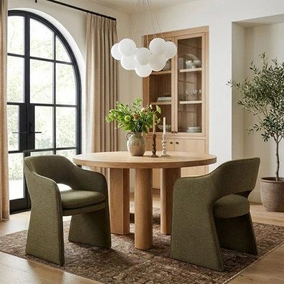 Modern Green Upholstered Dining Chairs Set of 2, Fully Padded Dining Room Chairs with Curved Backrest and Integrated Armrest, Accent Chairs-Panipeachy | Target