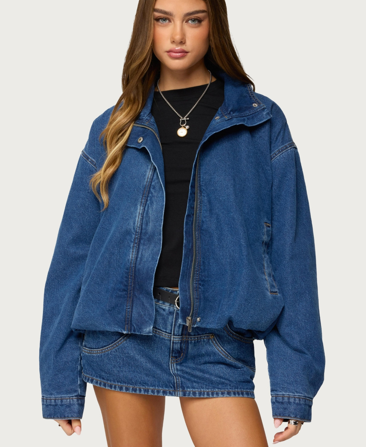 Edikted Women's Hilary Oversized Denim Coat - Blue-washed | Macy's
