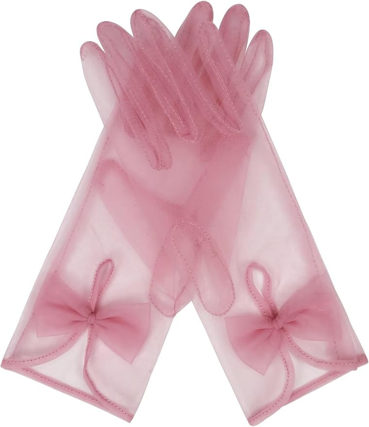 QRBTSCL Women's Short Tea Party Gloves Tulle Gloves with Bowknot Mesh Glove Wedding Bridesmaids E... | Amazon (US)
