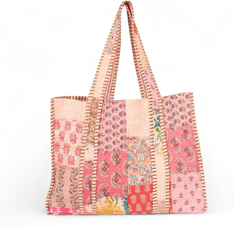 Womens Handbags Quilted Tote Bags Vintage Patchworke Floral Printed Handbag | Amazon (US)