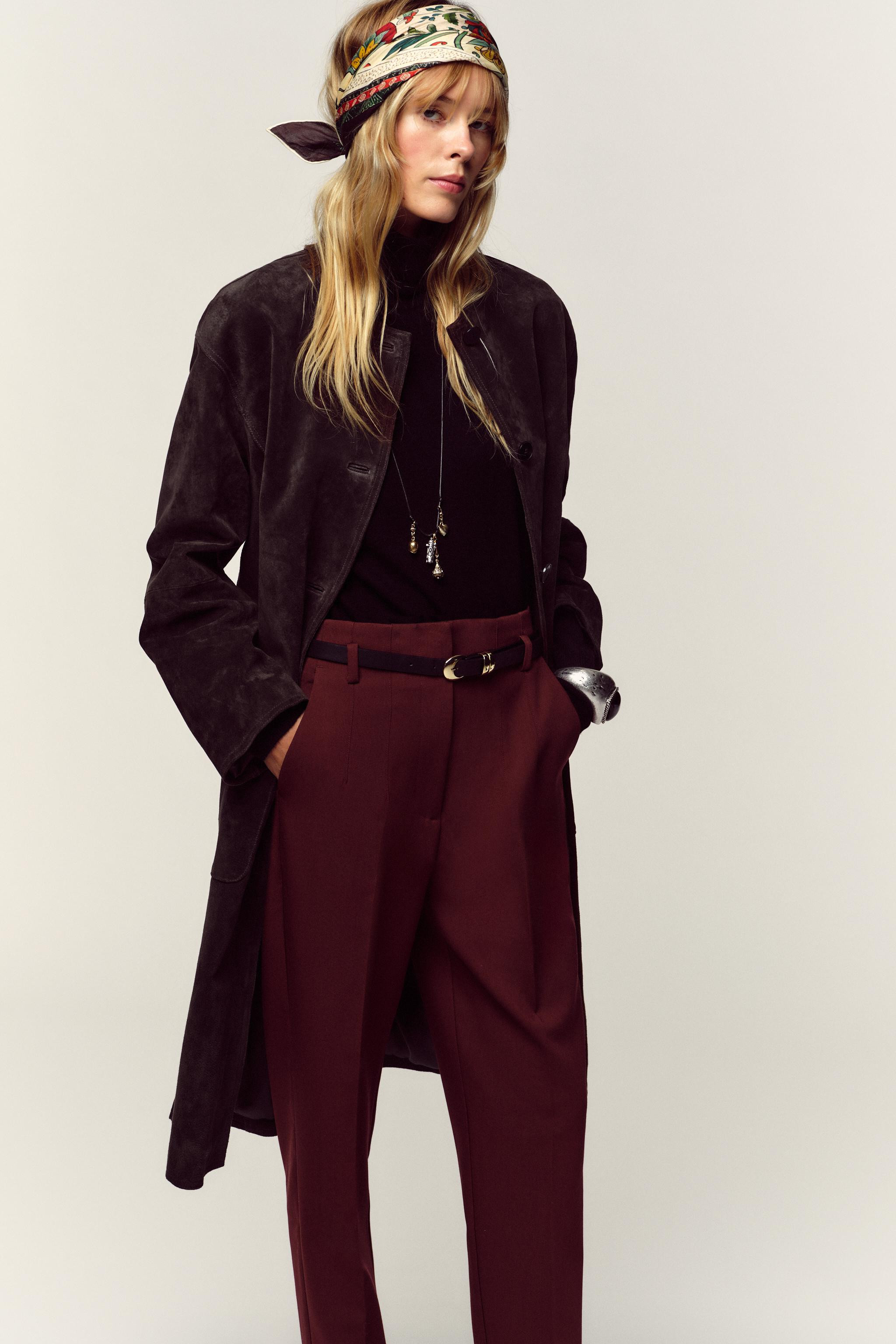 HIGH-WAISTED BELTED PANTS | Zara US